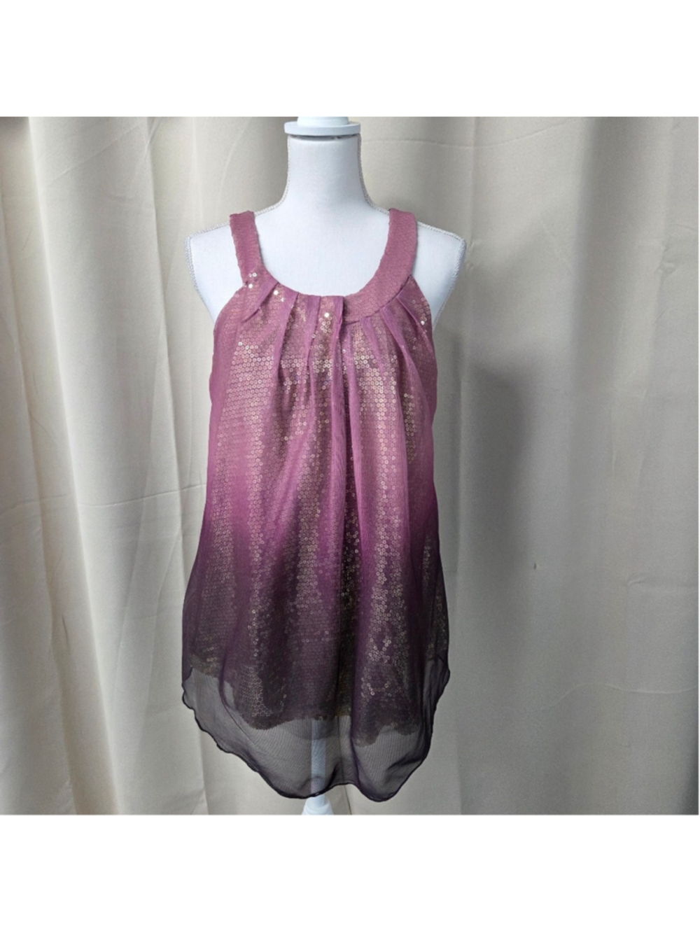 New Directions Purple Sleeveless Top Glamour Party Size L